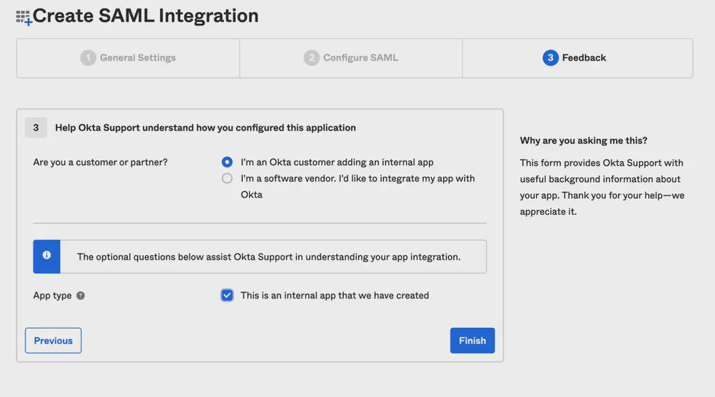 Okta SAML setup step 5.