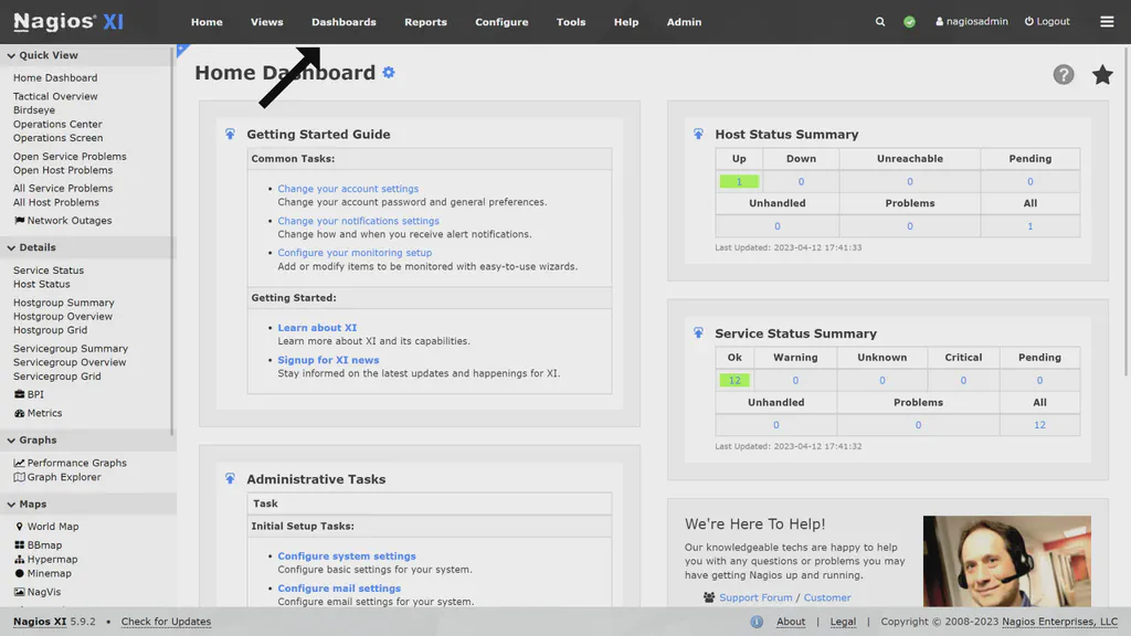 Nagios home dashboard