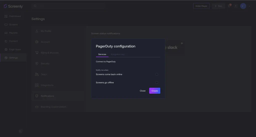 The PagerDuty Services setup page.