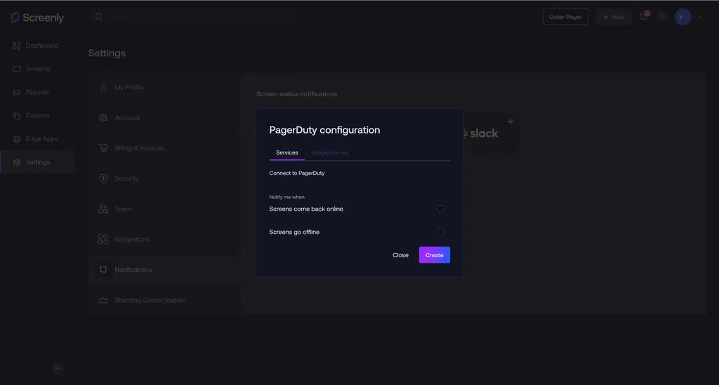The PagerDuty Services setup page.