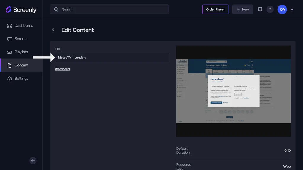 The MeteoTV title page